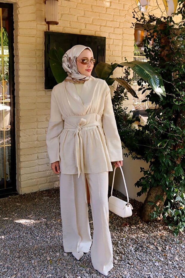 Geantă de umăr crem cu curea lungă - 2