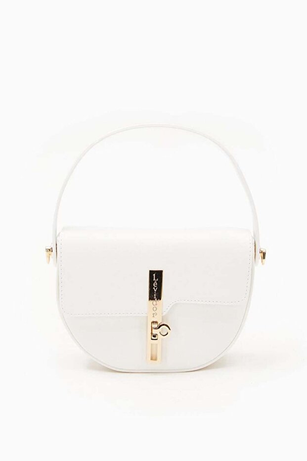 حقيبة يد بإغلاق قفل أبيض - 1