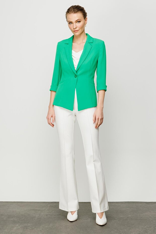 Tek Düğmeli Ceket Yeşil - 3