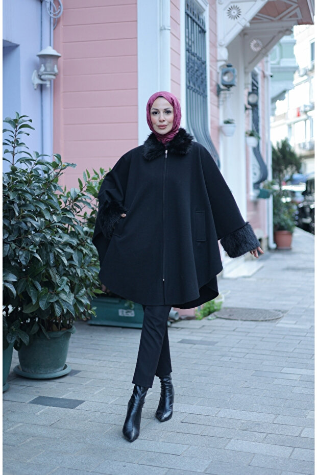 KÜRKLÜ PANÇO Siyah - 3