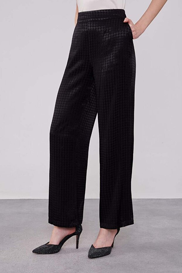 Jacquard Patterned Black Houndstooth Jacket Set - 6