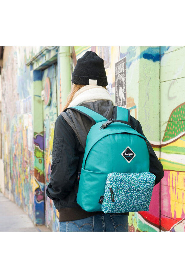 Backpack 1 compartment 2 removable pockets 1 strap Turquoise - 3