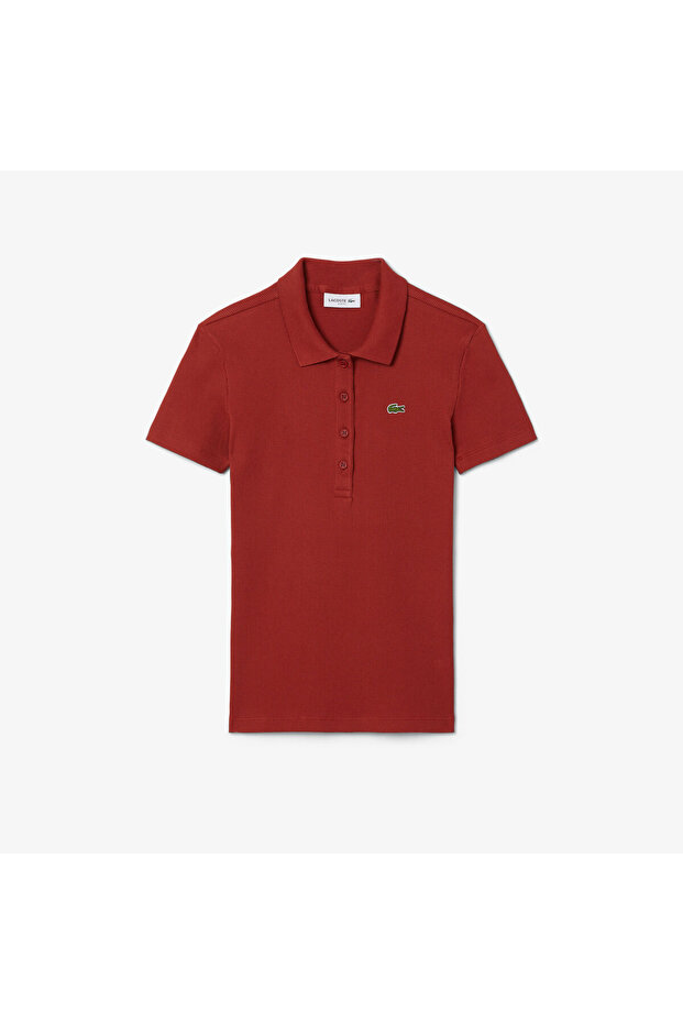 L.12.D Kadın Slim Fit Organik Pamuk Kırmızı Polo - 4