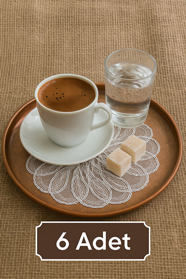 Fulya Model Decorative Guipure Lace Coffee Cocktail Presentation Napkin 6 Pieces