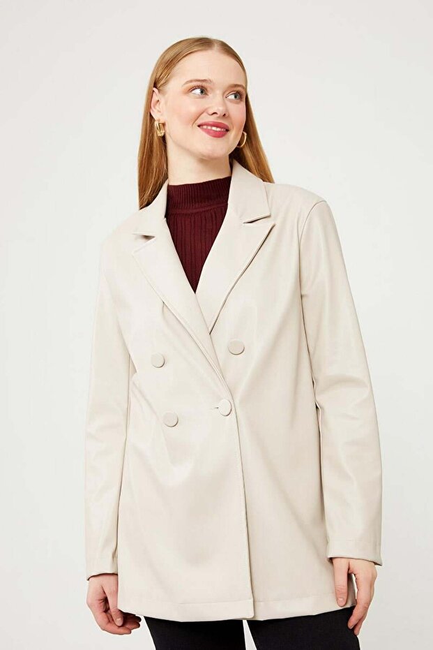 Taş Blazer Deri Ceket - 3