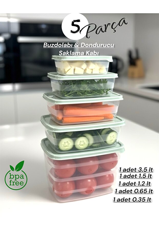 5 Pieces Storage Containers Refrigerator and Microwave Storage Container - Refrigerator Organizer Storage Box