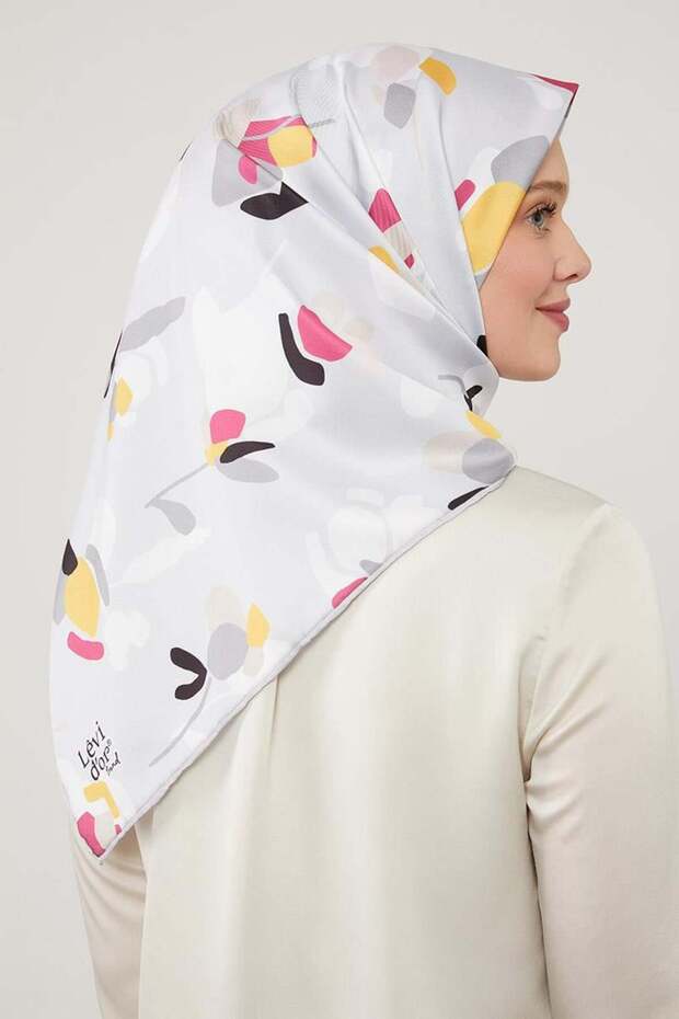 Gray Asymmetric Pattern Twill Scarf - 1