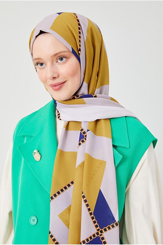 نمط حلقة الليمون البنفسجي شال حرير المدينة المنورة - 4