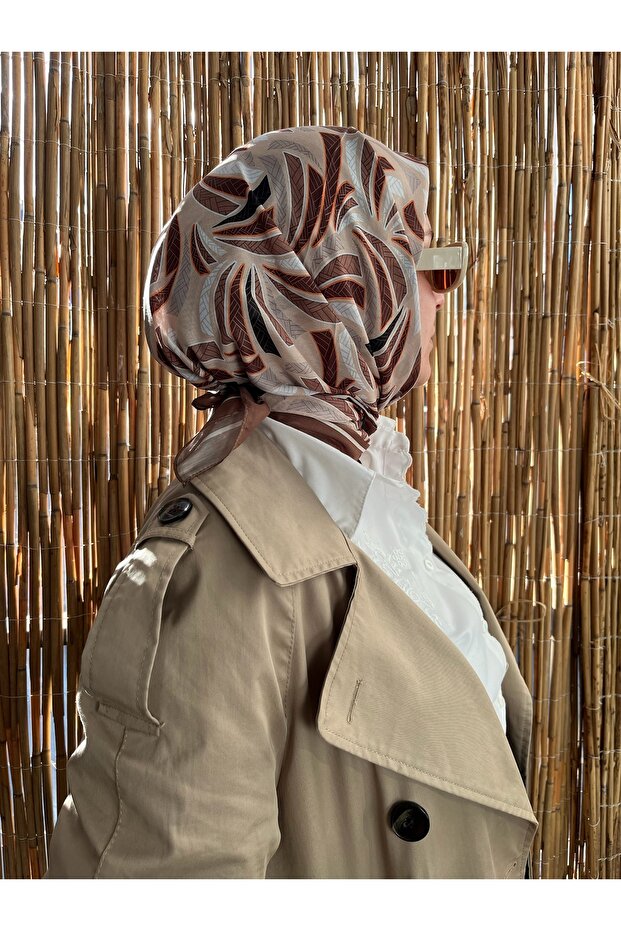 Striped Patterned Brown Soft Scarf - 8