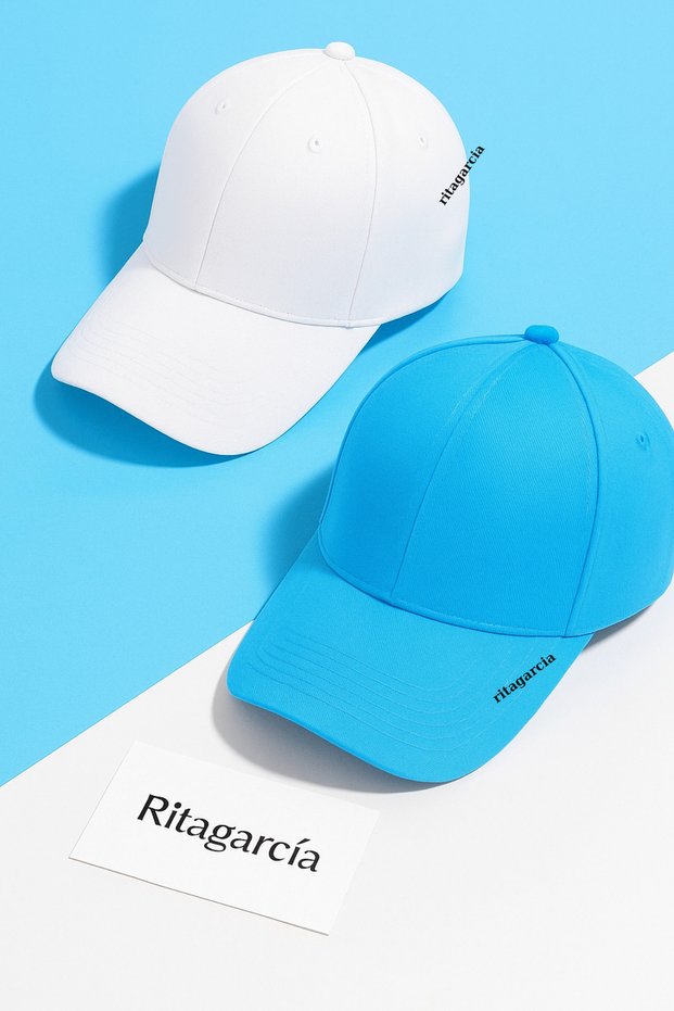 Unisex Adjustable Sports White-turquoise Basic Cap Hat Set of 2