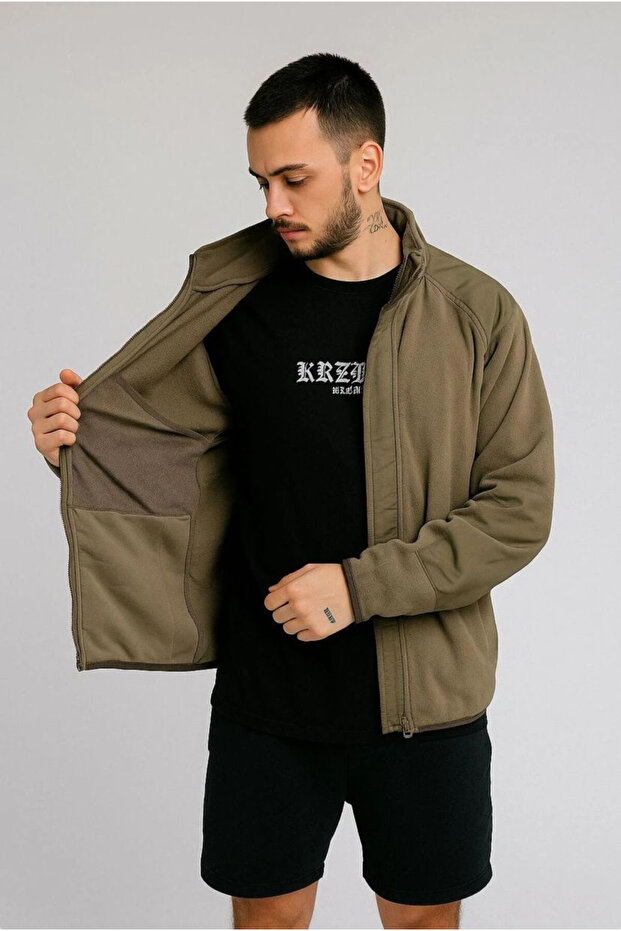 Men's Heatproof Special Fabric Fleece Jacket with Inner Pocket