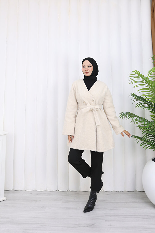 Buttoned Felt Cardigan - 8