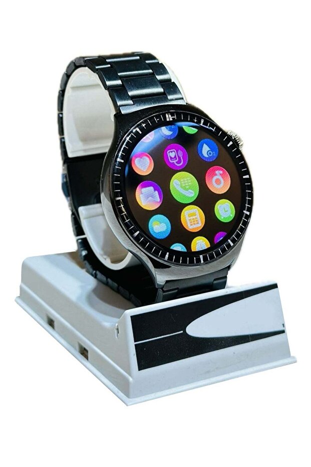 Rock 30 HD Round Display Stainless Steel Smartwatch with 2 Bands, Compatible with Android & iOS
