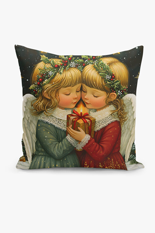 Double-Sided Digital Print Throw Pillow Cover New Year / Winter Landscape / Christmas / Angel Patterned
