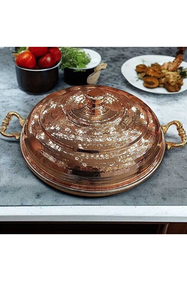 Copper Roasting/Kebab Pan (28cm) Closed Copper Pan Presentation Pan Hair Roasting Presentation Plate Menemen