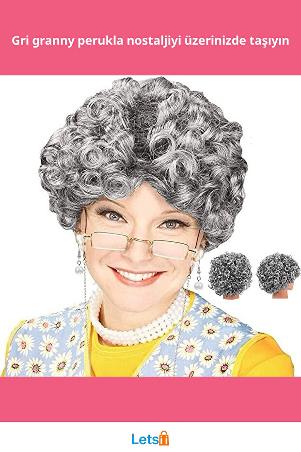 شعر مستعار رمادي مجعد بتصميم مريح ومبطّن - 2