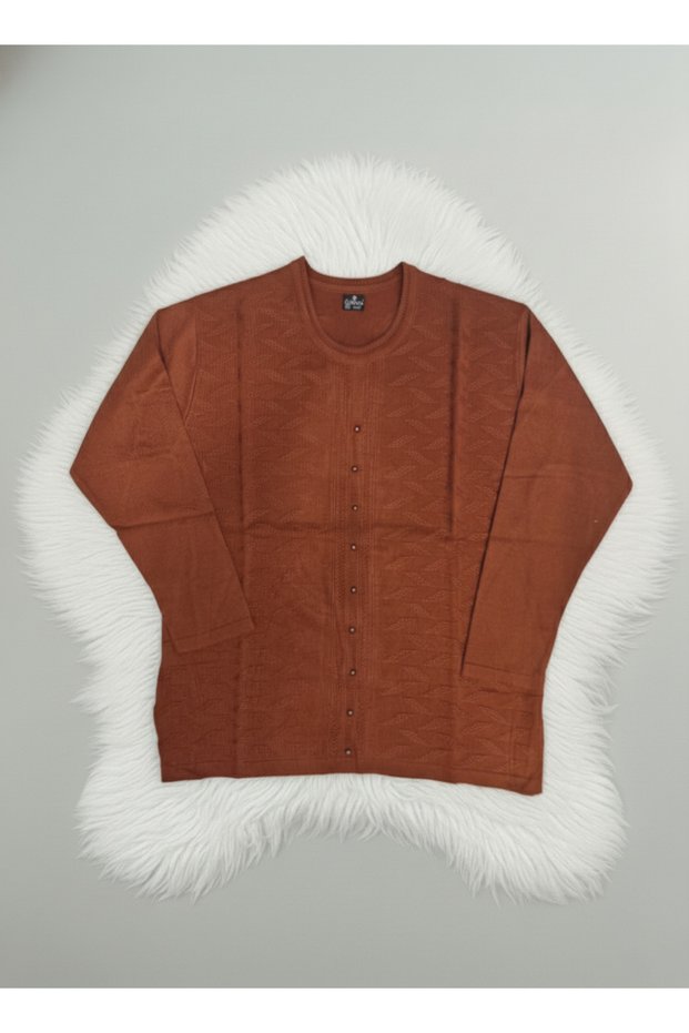 Mother Women's Crew Neck Knitwear Brick Color Sweater Mother's Day