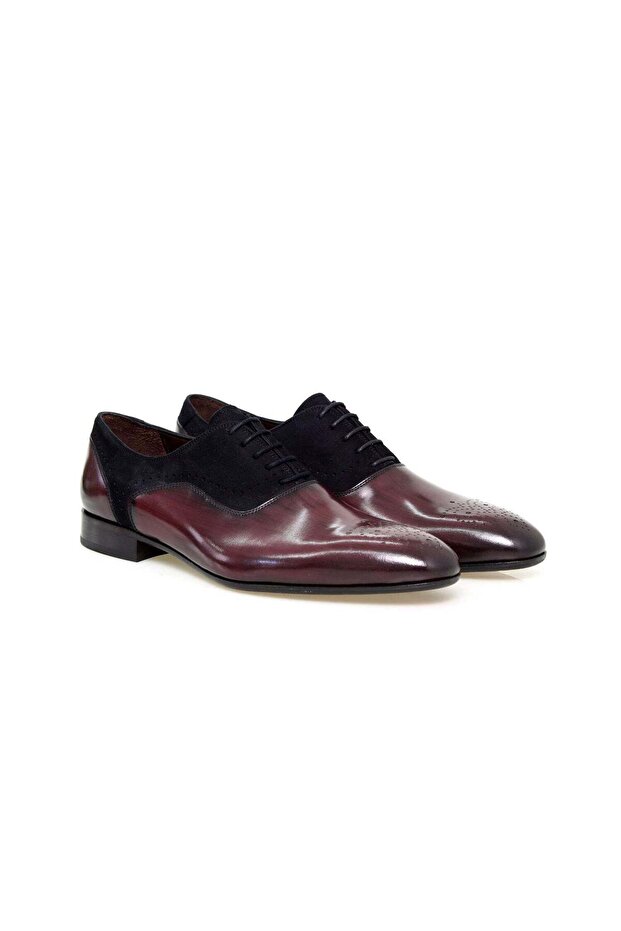 Bordo Color Lace-Up Genuine Leather Men's Shoes