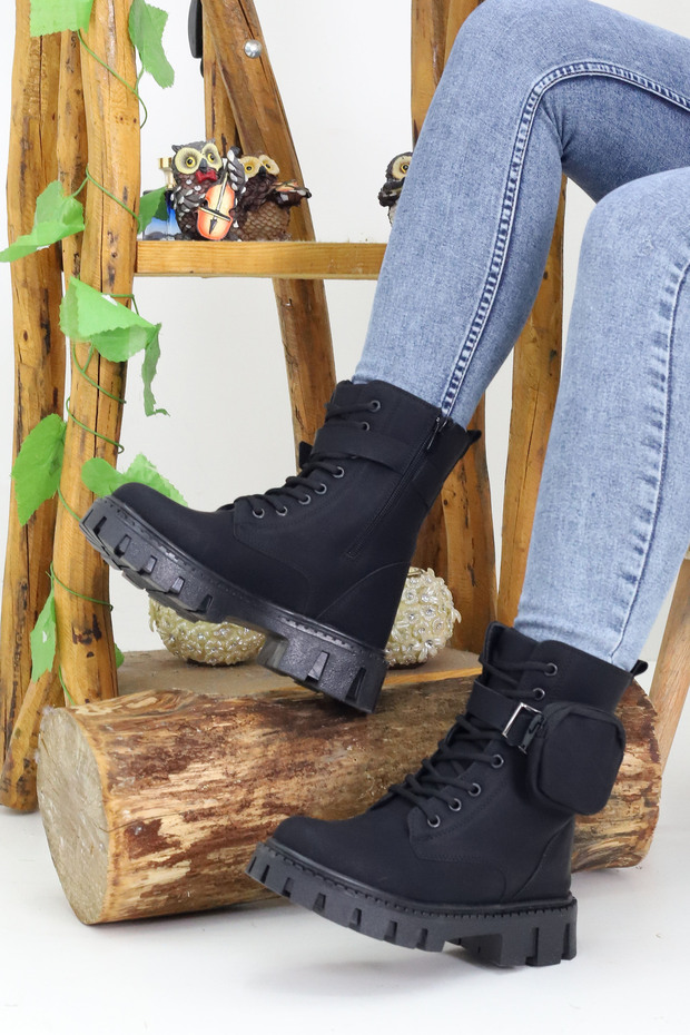 Women's Lace-Up Zippered Wallet Thick Sole Boots Winter Waterproof 502