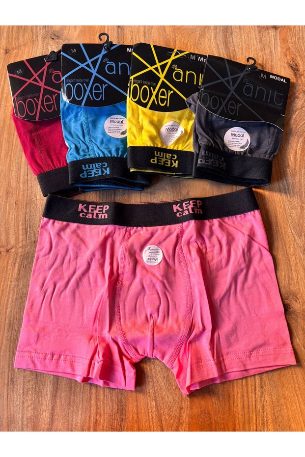 5 Pieces Men's Modal Stretch Fabric Boxers 47% Modal 47%Cotton 6% Lycra Assorted Colors