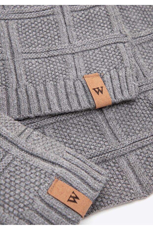 Men's Winter Set with Geometric Pattern, Gray Viscose - 7