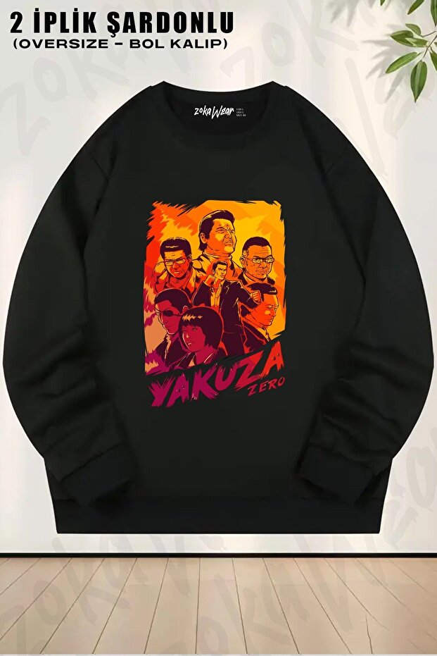Unisex Yakuza Heroes Printed Oversized Crew Neck Sweatshirt