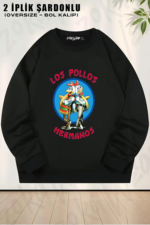 Unisex Los Pollos Hermanos Printed Oversized Crew Neck Sweatshirt