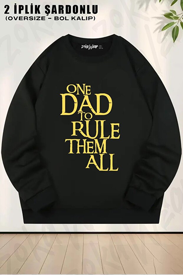 Unisex One Dad to Rule Them All Fantasy Printed Oversized Crew Neck Sweatshirt