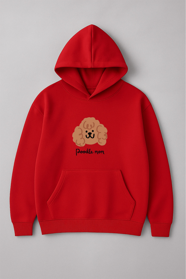 سويت شيرت قطني للجنسين من Poodle Mom مطبوع قصة فضفاضة