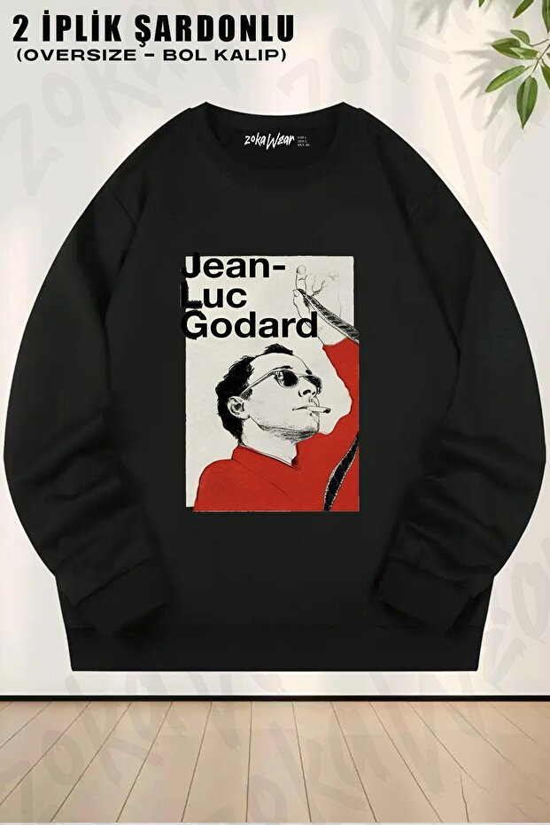 Unisex Jean Luc Godard Printed Oversized Crew Neck Sweatshirt