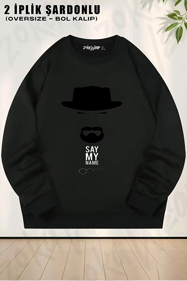 Unisex Breaking Bad Say My Name Printed Oversized Crew Neck Sweatshirt