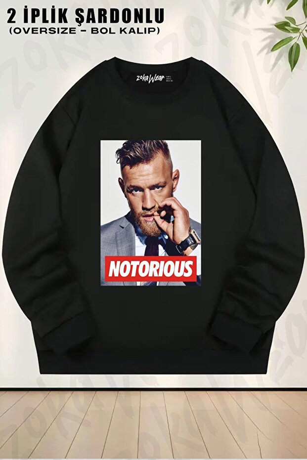 سويت شيرت برقبة دائرية للجنسين من Notorious V3 Ufc Conor Mcgregor مطبوع قصة فضفاضة