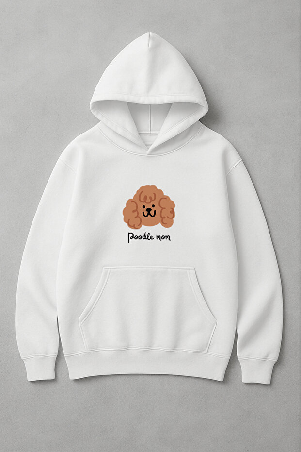 سويت شيرت قطني للجنسين من Poodle Mom مطبوع قصة فضفاضة