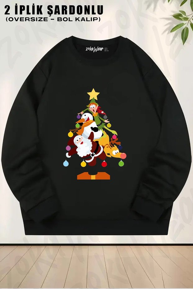 Unisex Santa Claus, New Year, New Year's Eve Printed Oversized Crew Neck Sweatshirt