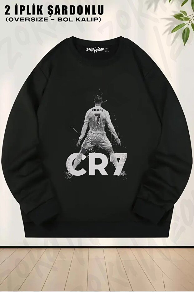 Unisex Stance Football Cr7 Cristiano Ronaldo Printed Oversized Crew Neck Sweatshirt