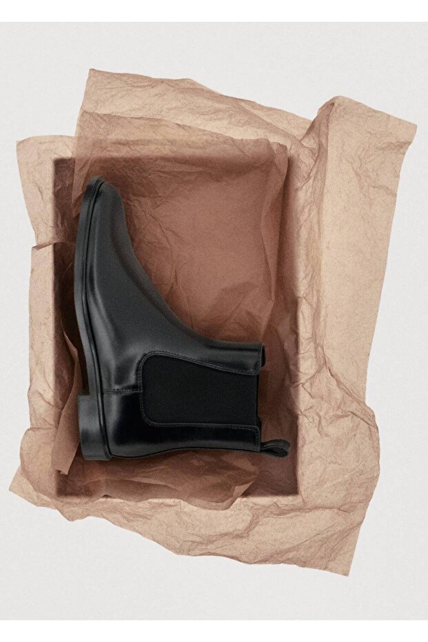 Elastik parçalı deri yarım bot - 4