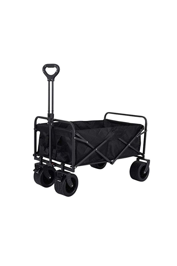 Heavy-Duty Folding Utility Wagon Cart with 4 Wheels – 97 x 51 x 56 cm, Black