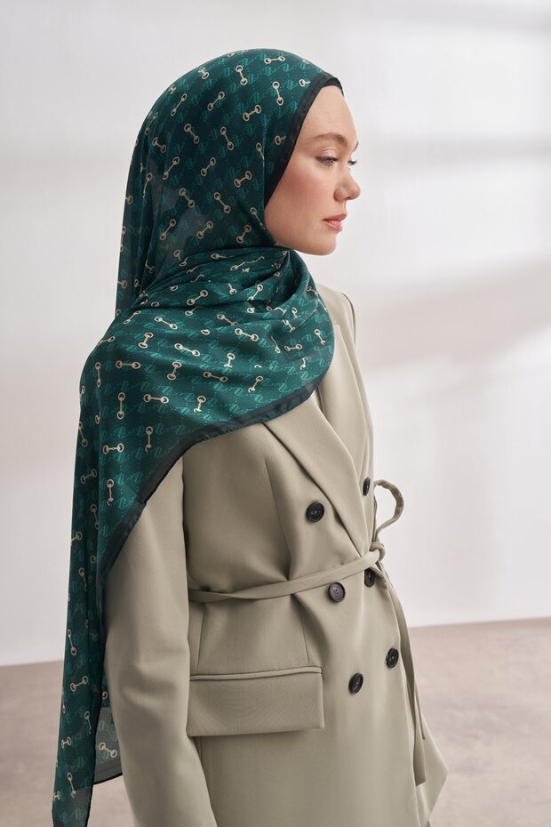 Emerald Aa Monogram Pattern Voile Shawl - 3