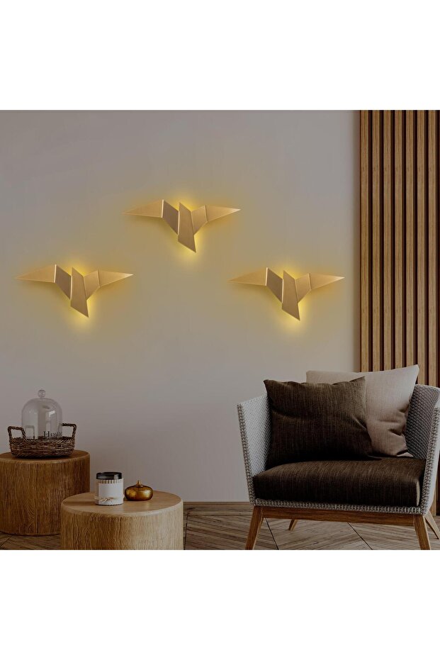Bird Figure Modern Large Size Led Wall Lamp Gold, Wall Led Lighting 3000K Yellow Light Pacali-13503-L