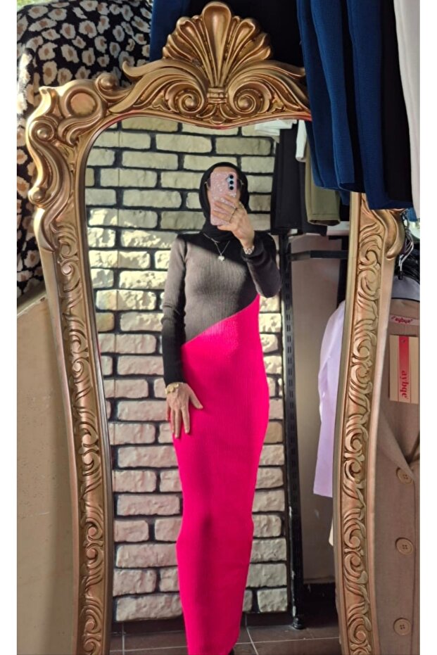 Çift renk triko elbise - 2