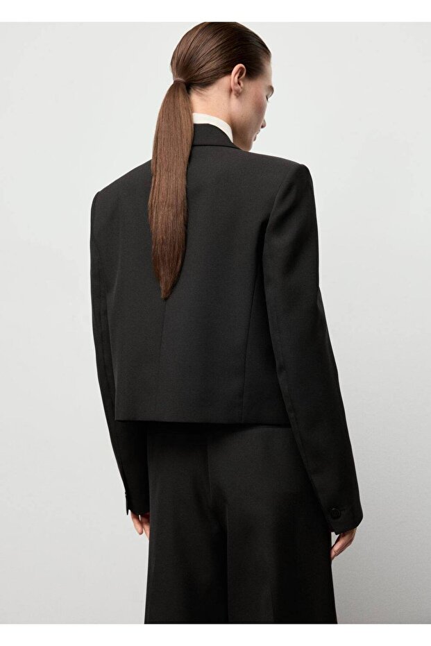 Crop blazer ceket - 4