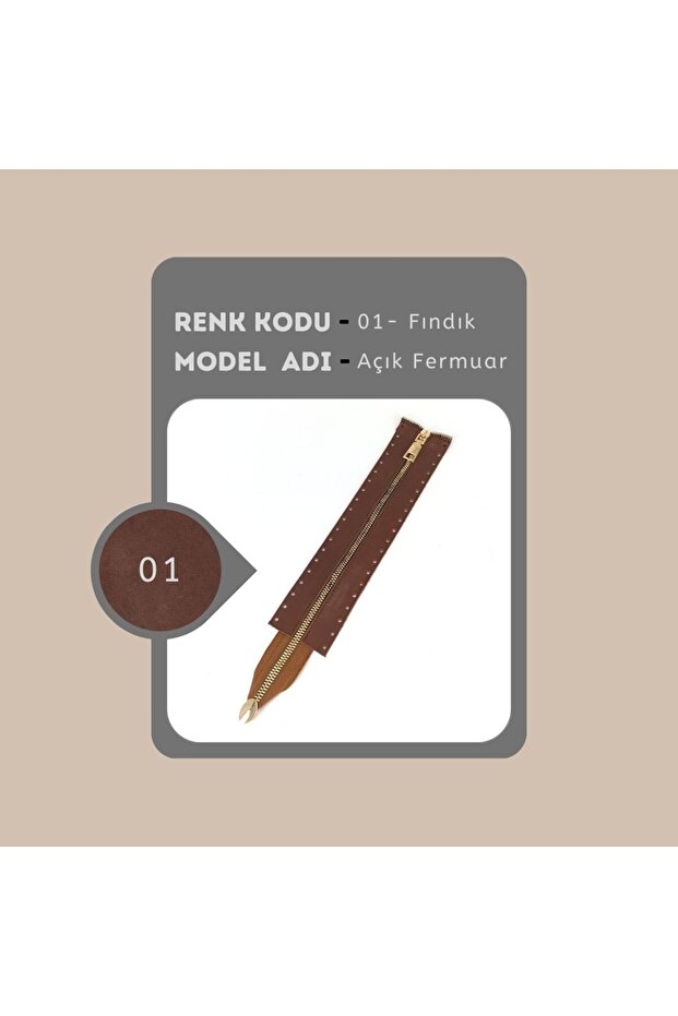 جلد طبيعي بسحاب مفتوح 25 سم