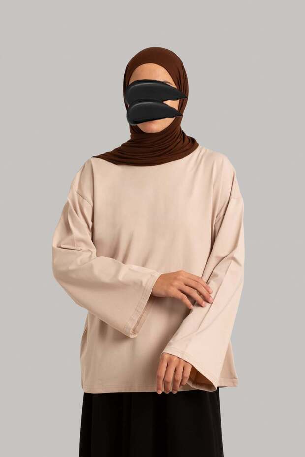 Basic Uzun Kollu Tişört - Bej - 2