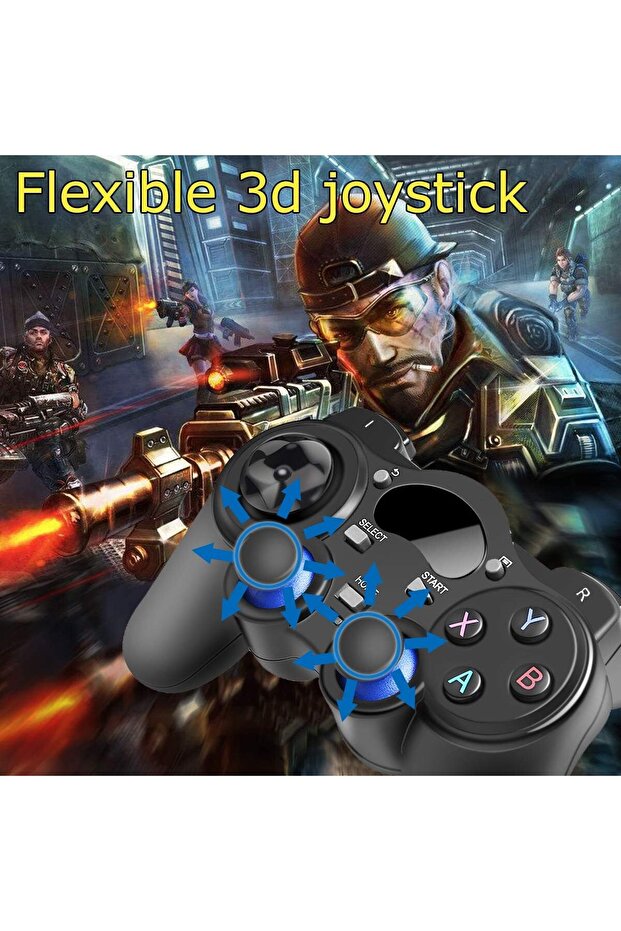 USB Wireless Gaming Controller Gamepad for PC/PS3/Android/Steam - Black - 5