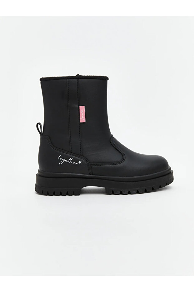 LCW STEPS Siyah Deri Görünümlü Kız Çocuk Bot - 2