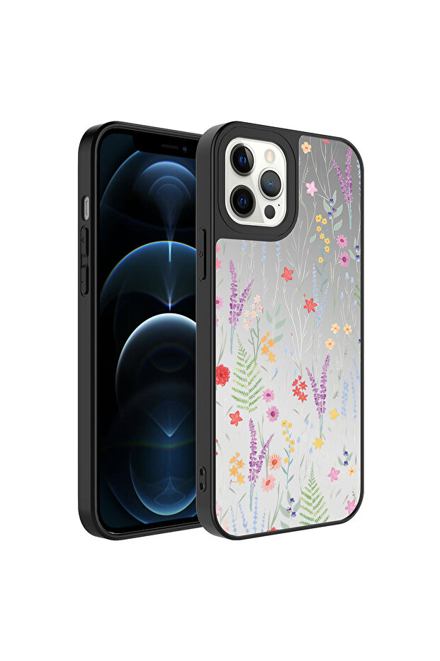 حافظة JoieCreatif Mirror اللامعة المتوافقة مع هاتف iPhone 12 Pro Max مع حماية للكاميرا - أغصان - 1