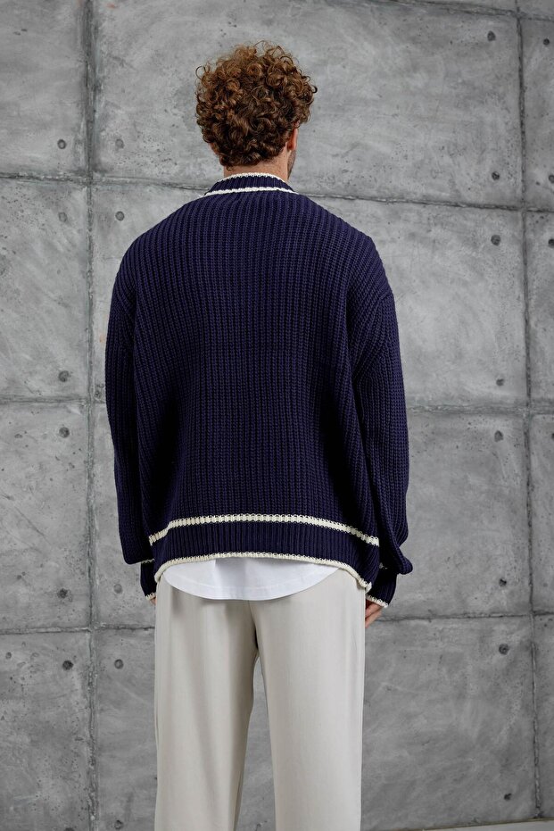 Lacivert Gst Örme Triko Hırka - 4