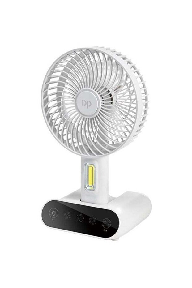 Portable Small USB Table fan With LED Light, Rechargeable (White)