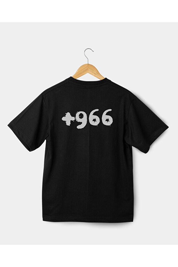 Men's Cotton Comfortable High-Quality T-Shirt with the Text +966 Written on It