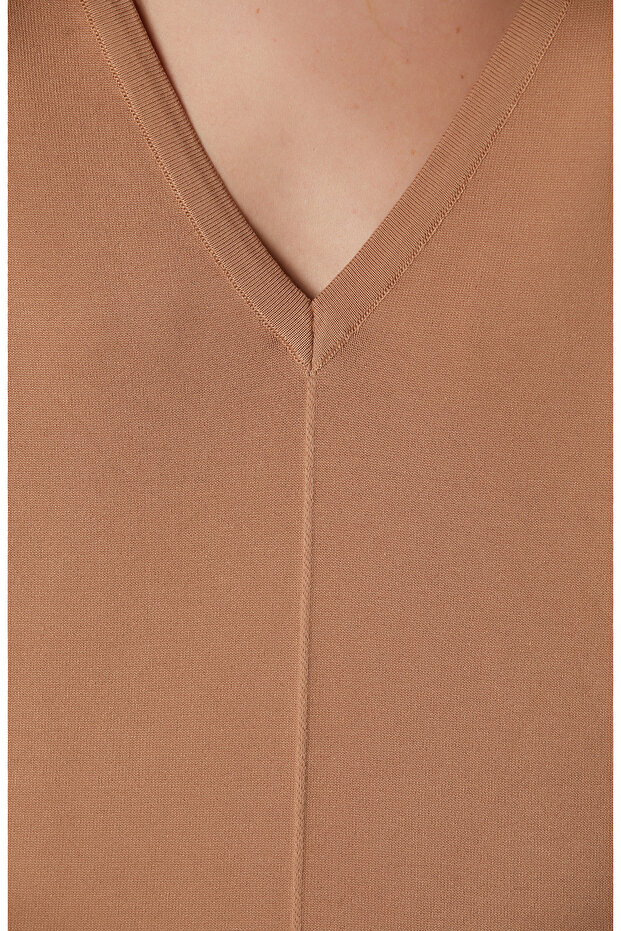 Camel V Yakalı Basic Kazak - 6